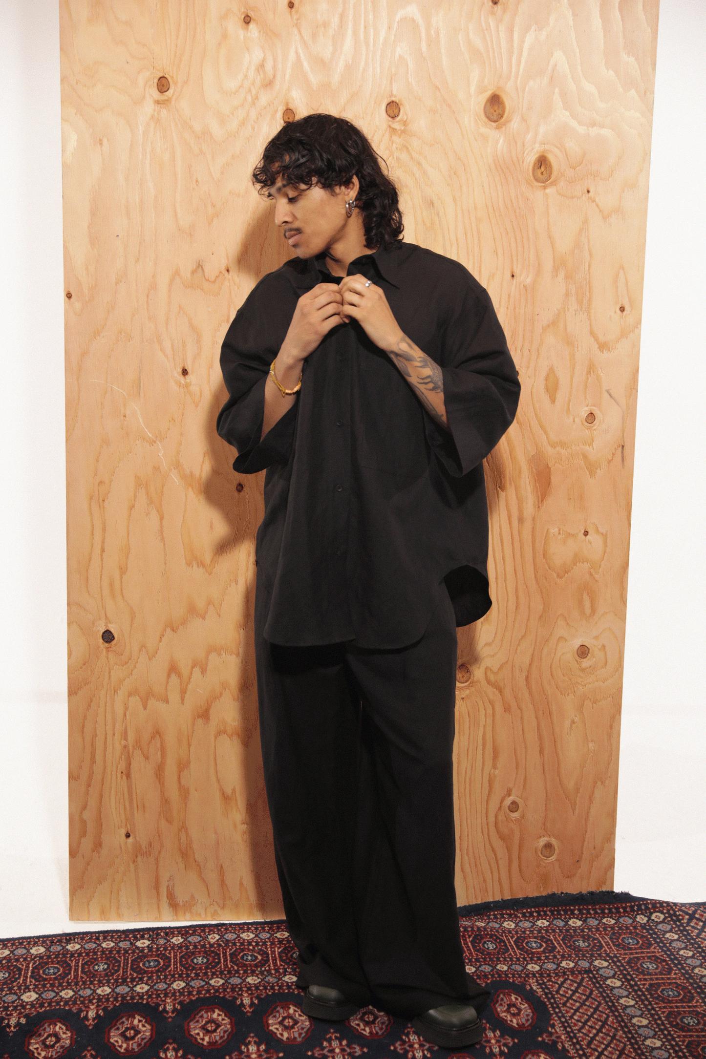 Oversized Short Sleeve Button Up Shirt in Washed Silk Linen