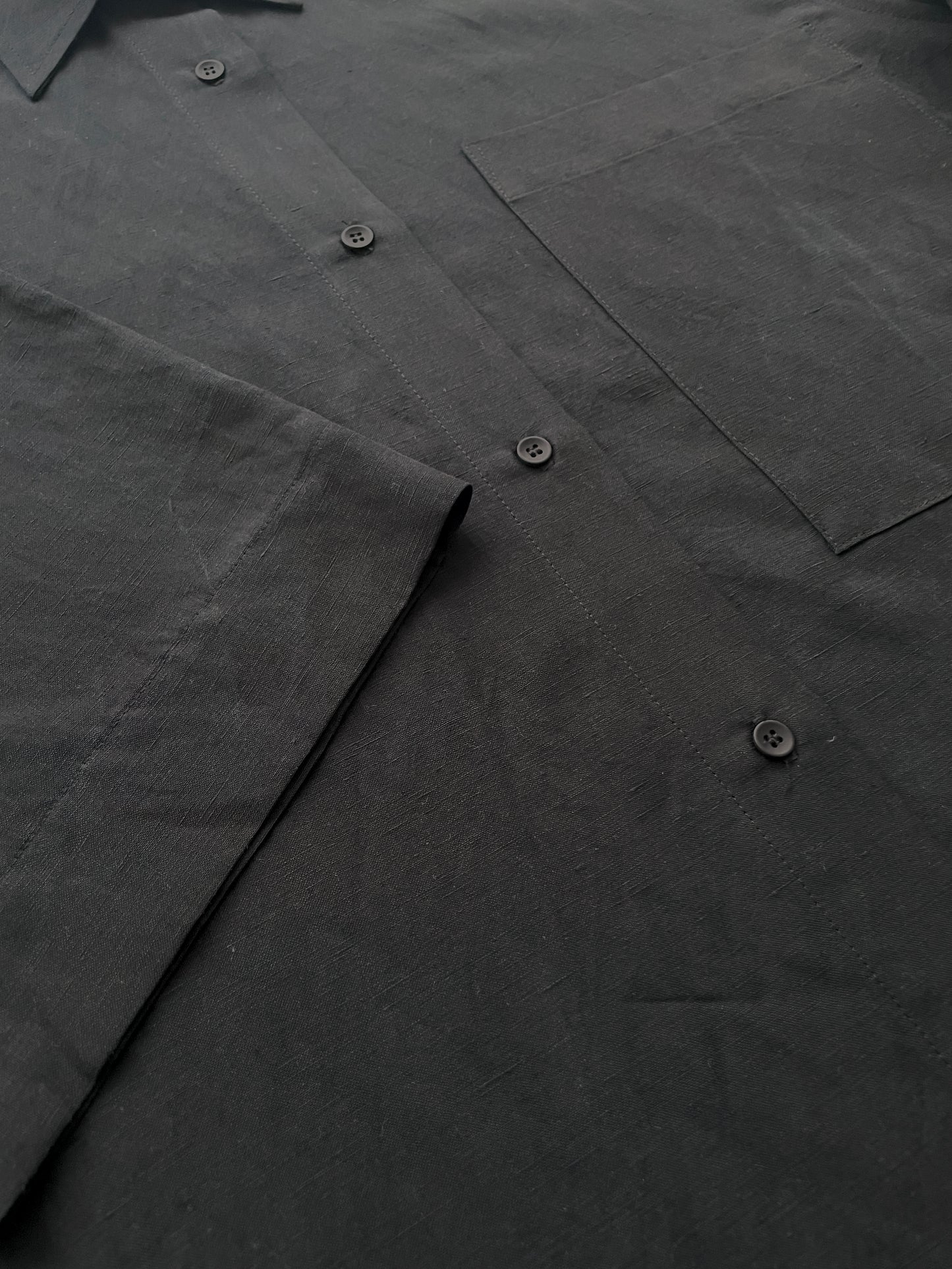 Oversized Short Sleeve Button Up Shirt in Washed Silk Linen