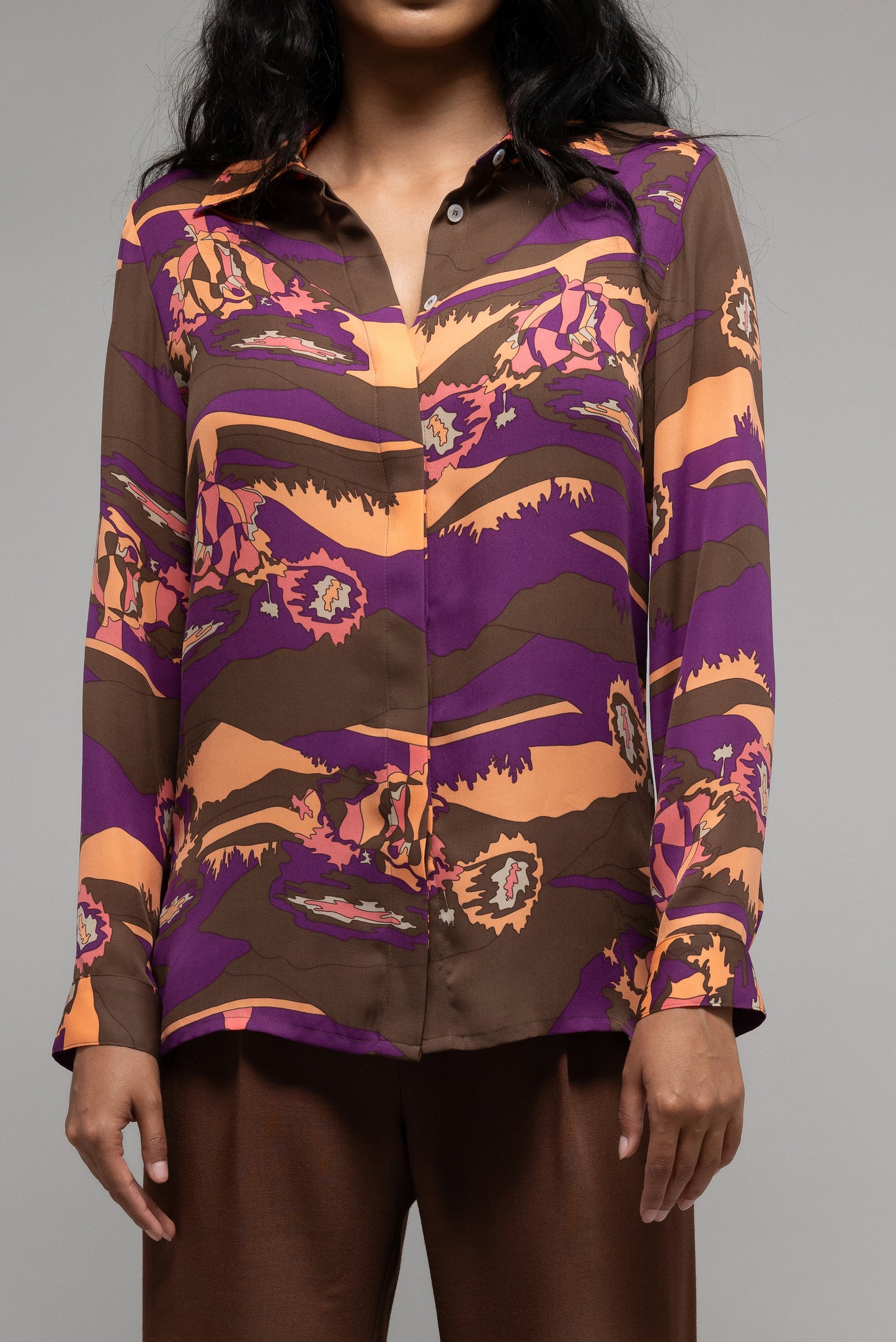 Psychedelic Print Button Up Shirt