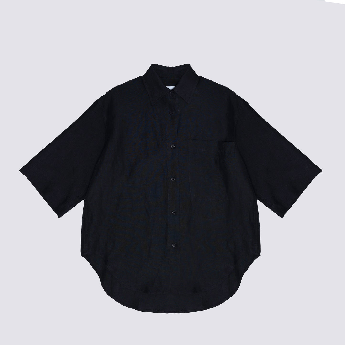 Oversized Short Sleeve Button Up Shirt in Washed Silk Linen