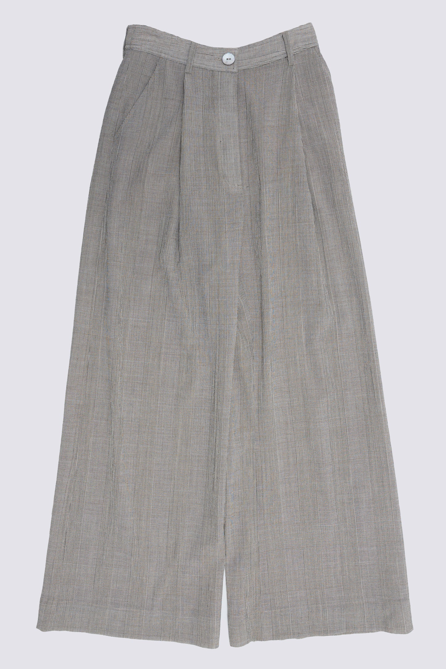 Pleated Trousers in Grey Plaid