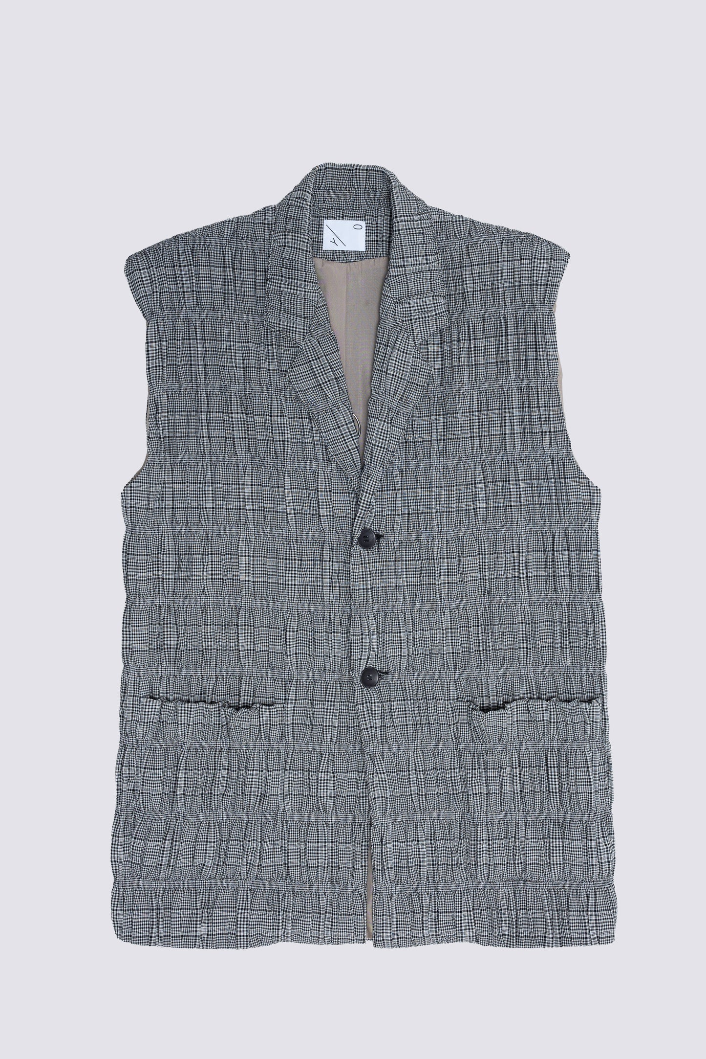 Oversized 2-Button Vest in Gingham