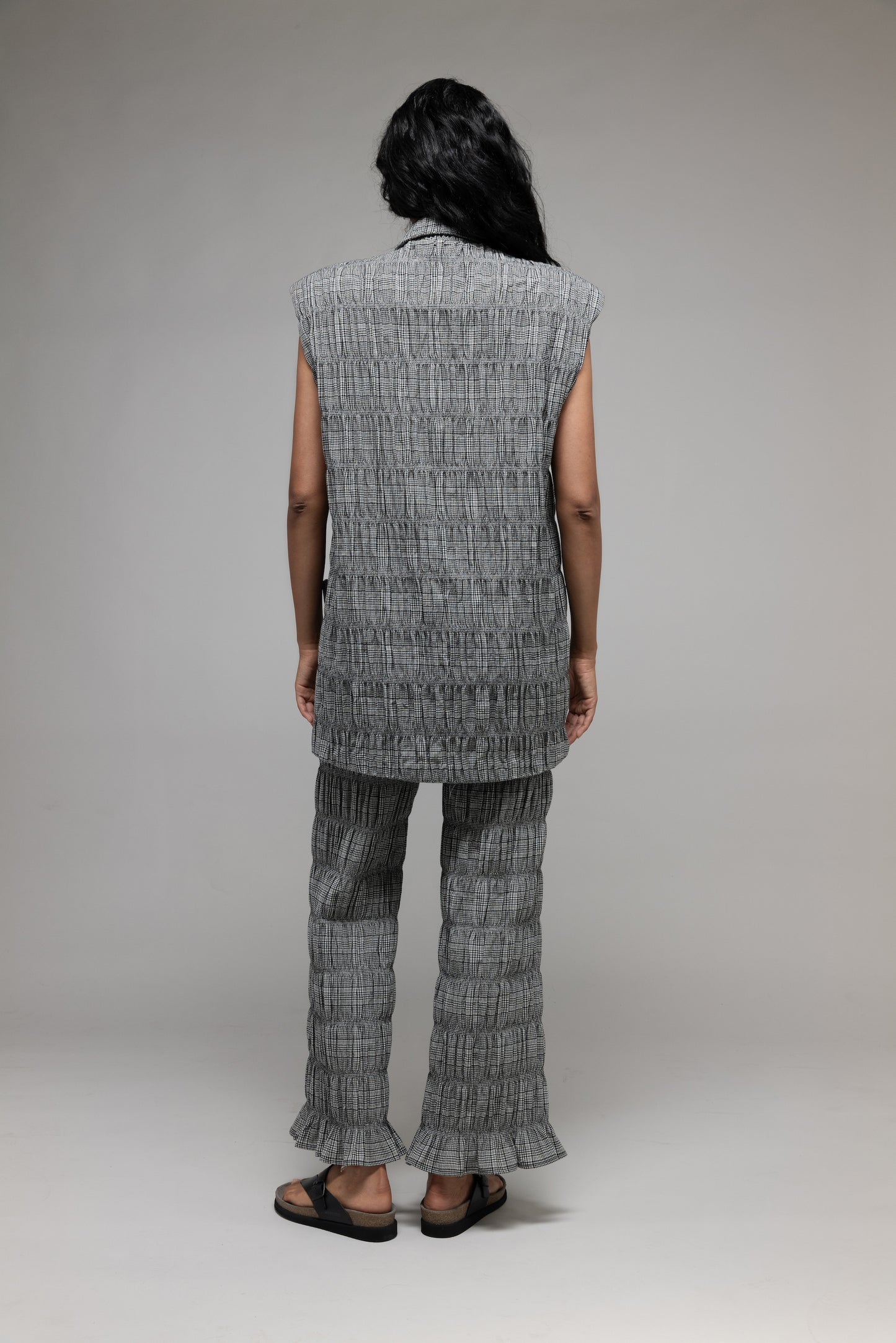 Oversized 2-Button Vest in Gingham