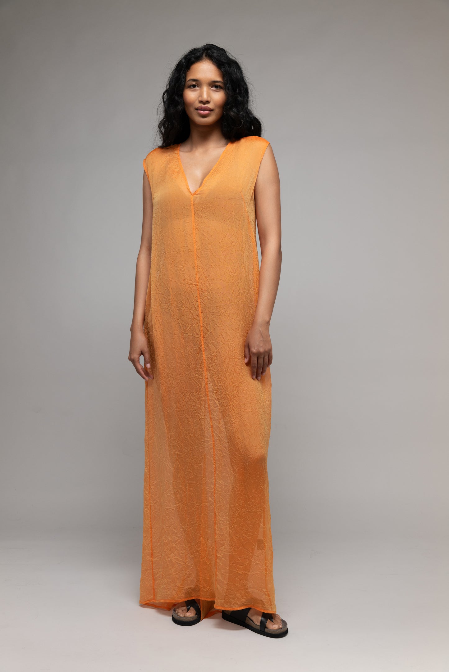 Crinkle Chiffon Caftan Dress