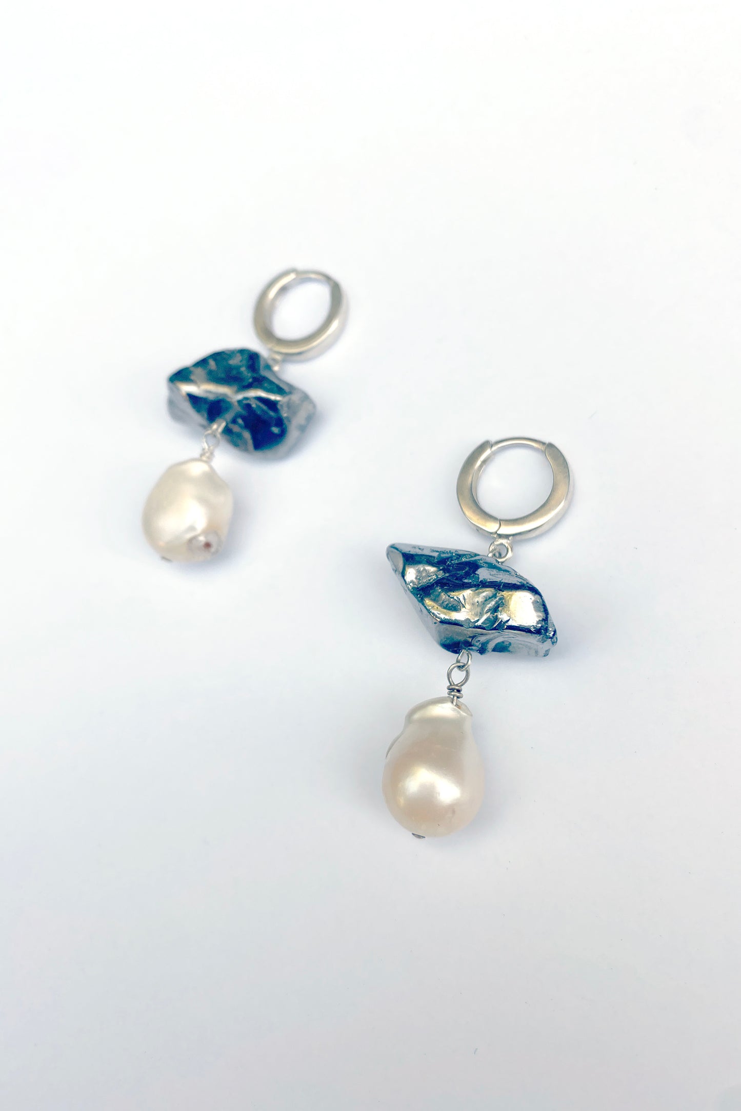 Baroque Pearl & Glass Stone Drop Hoop Earrings